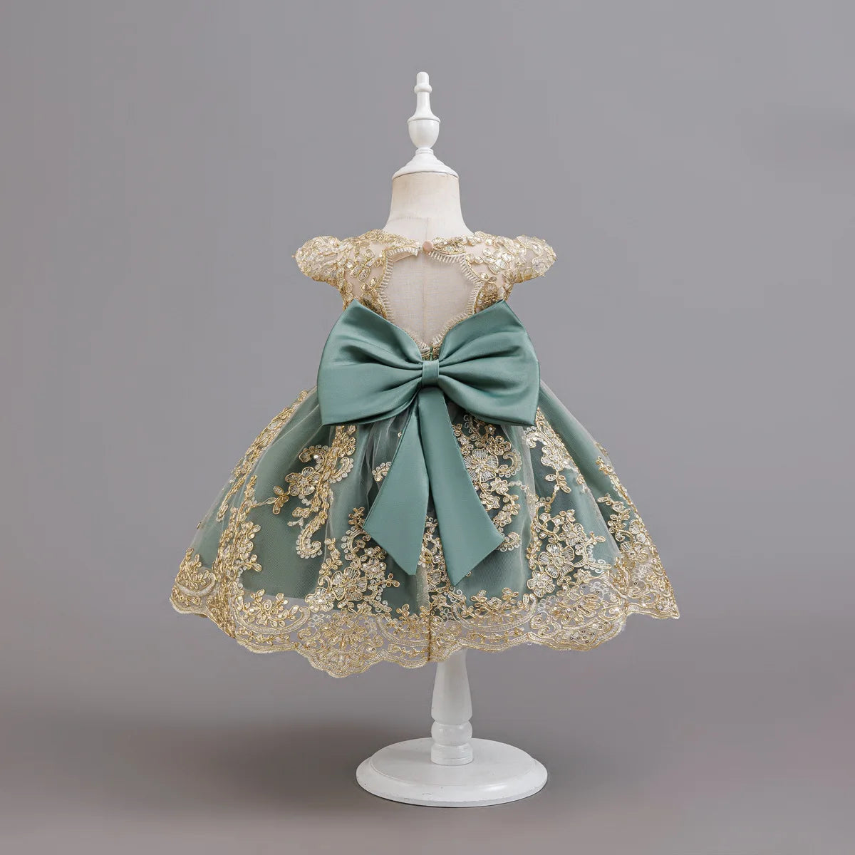 HETISO Children's Dress Princess Embroidery Lace Flower Girls Holiday Party Ball Gown Little Kids Summer Costume 1-6Y