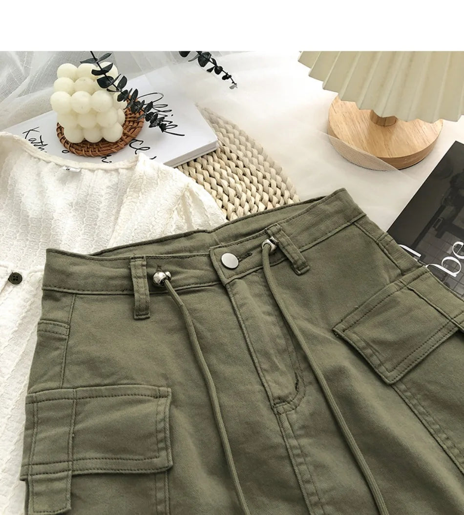 New in Women Summer Drawstring High Waist Denim Package Hip Half-body Skirt Korean Fashion Vintage Versatile Skirt Women Clothes