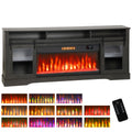 Fireplace TV Stand for TVs Up to 80 Inches, Modern Entertainment Center with 36" Glass Electric Fireplace & LED Lights, TV Console with Open Storage and Side Cabinets for Living Room, Black