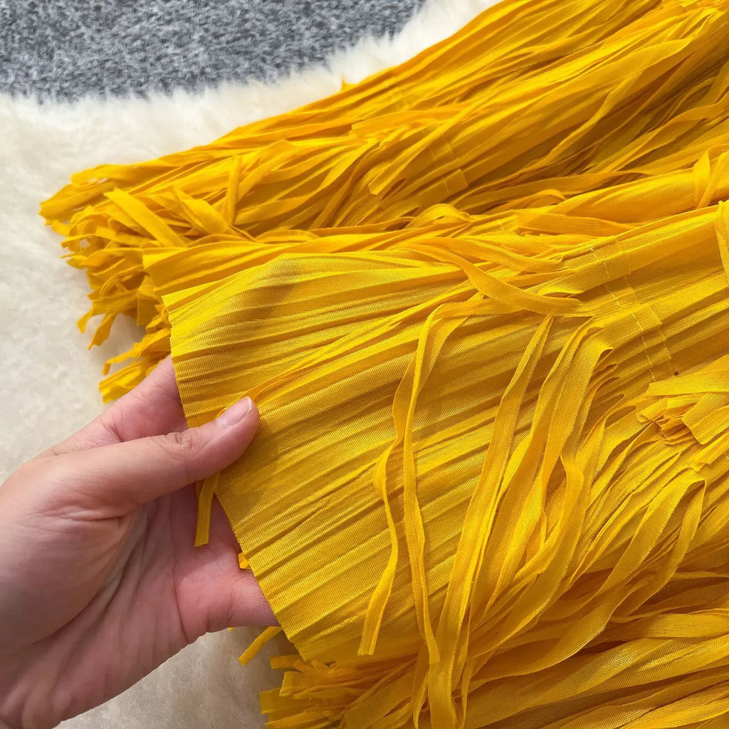 New In 2026 Spring Summer Tassel Midi Long Skirt For Women Trendy High Waist Streetwear Casual Skirts