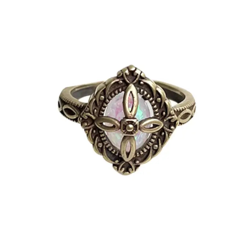 Bohemian Ethnic Style Metal Zircon Opening Adjustable Rings for Women Vintage Personality Rings Party Jewelry Accessories Gifts
