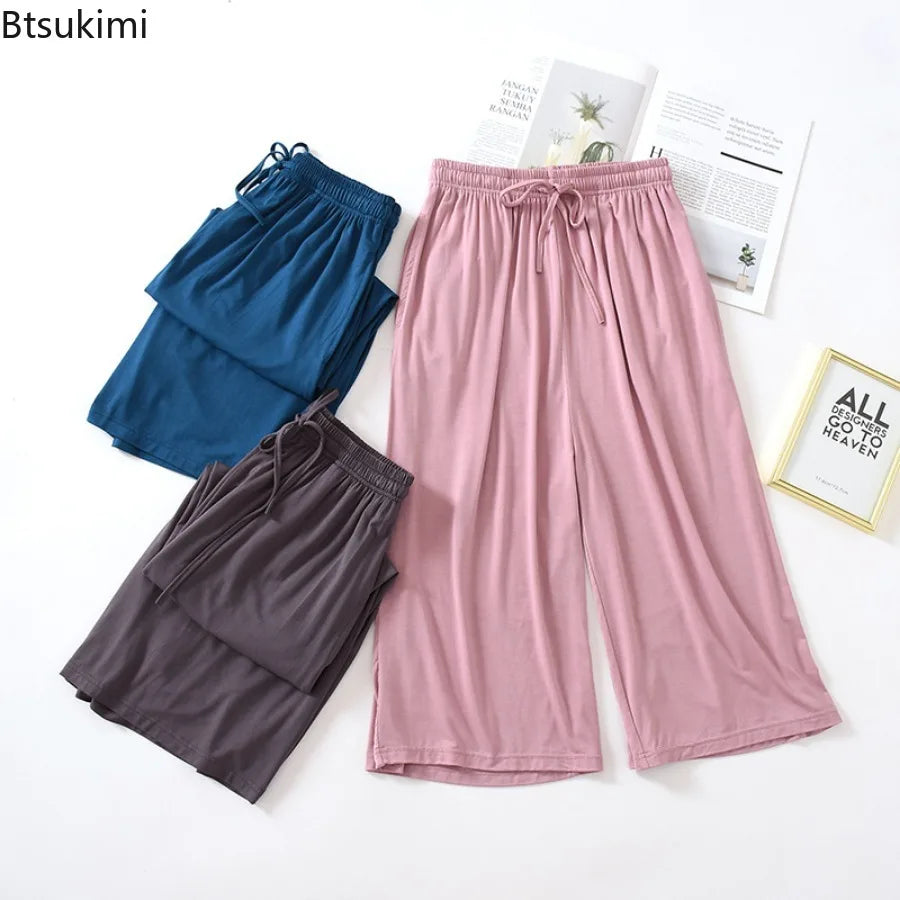 Btsukimi Women's Modal Blend Pajama Pants - Loose Cropped Sleepwear