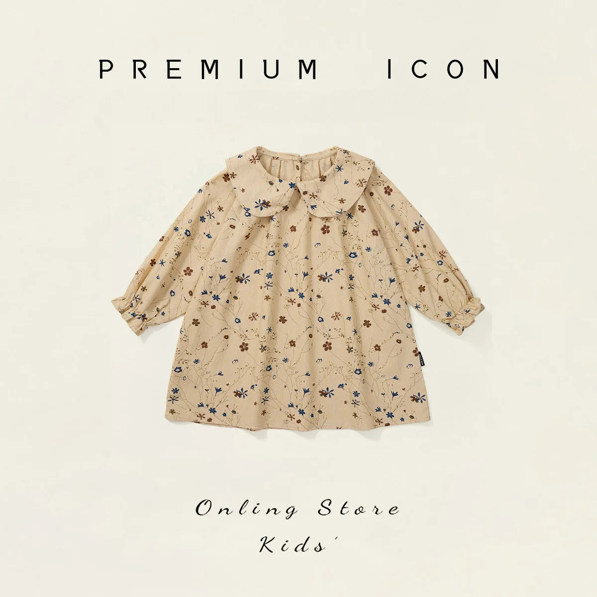Children Girl Vintage Dress Spring Autumn Lace Turn Down Collar 2-8Y Princess Dress Fragment Flower Long Sleeve Baby Girls Dress