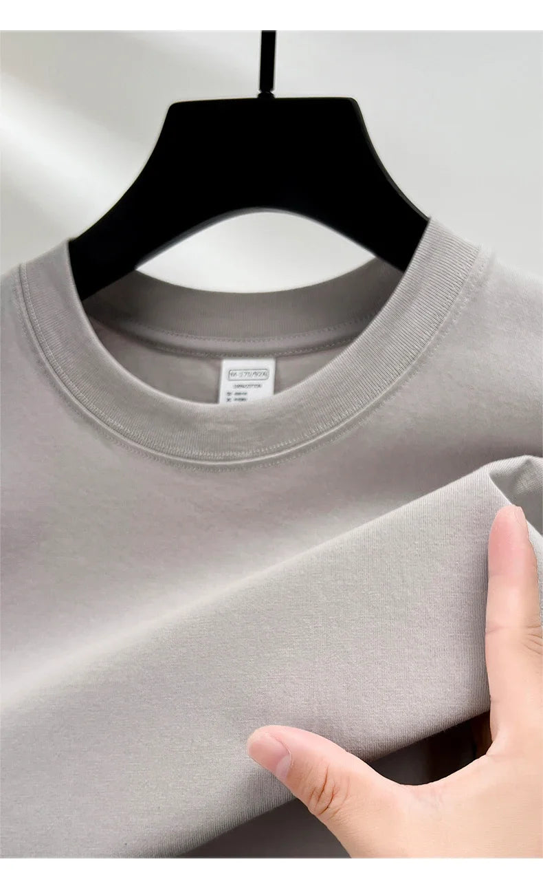 100% Pure Cotton Summer High-end Brand Men's Short Sleeve Round Neck Fashionable Style Half Sleeved Top Breathable T-shirt