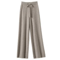 Women's Solid Color Wool Knitted Wide Leg Pants Autumn Winter Basic Soft Warm Cashmere Knit Trousers Casual Simple Style Korean