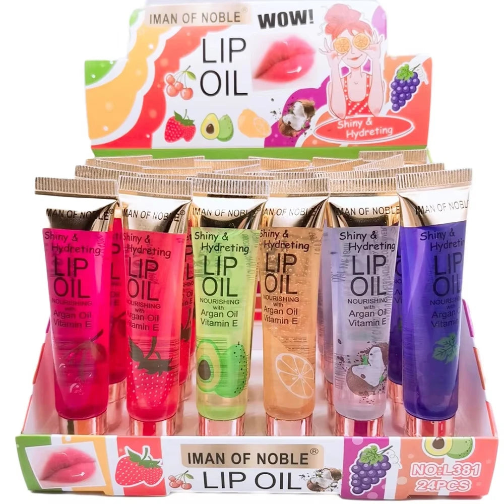 6Pcs Fruit Flavor Lip Oil Set - Moisturizing Plumping Lip Gloss