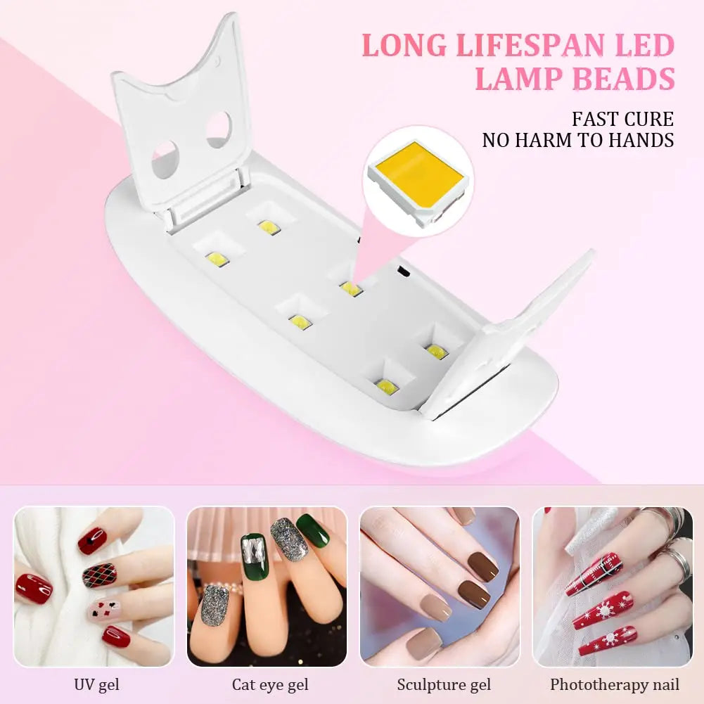LINMANDA Mini Nail Dryer Lamp 6W LED UV Portable Nail Dryer Curing Lamp Light for Gel Based Polish with 45s/60s Timer Setting