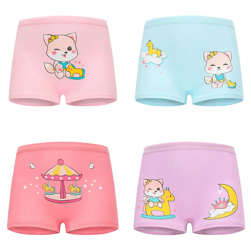 1/4/8/12 Pcs Children Girls Panties Sets Cotton Pretty Cute Cartoon Unicorn Print Child Underwear For Girl Kid Boxer Breathable