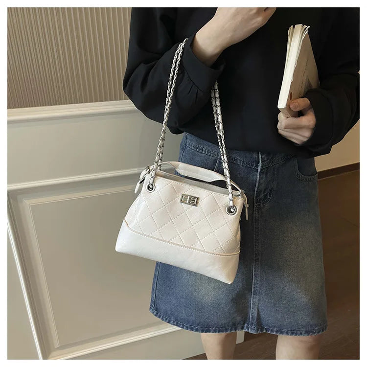 Korean Style Casual Women's Large Capacity Simple Tote Bag Fashion Trendy Underarm Leisure Handbag Daily Match PU Material