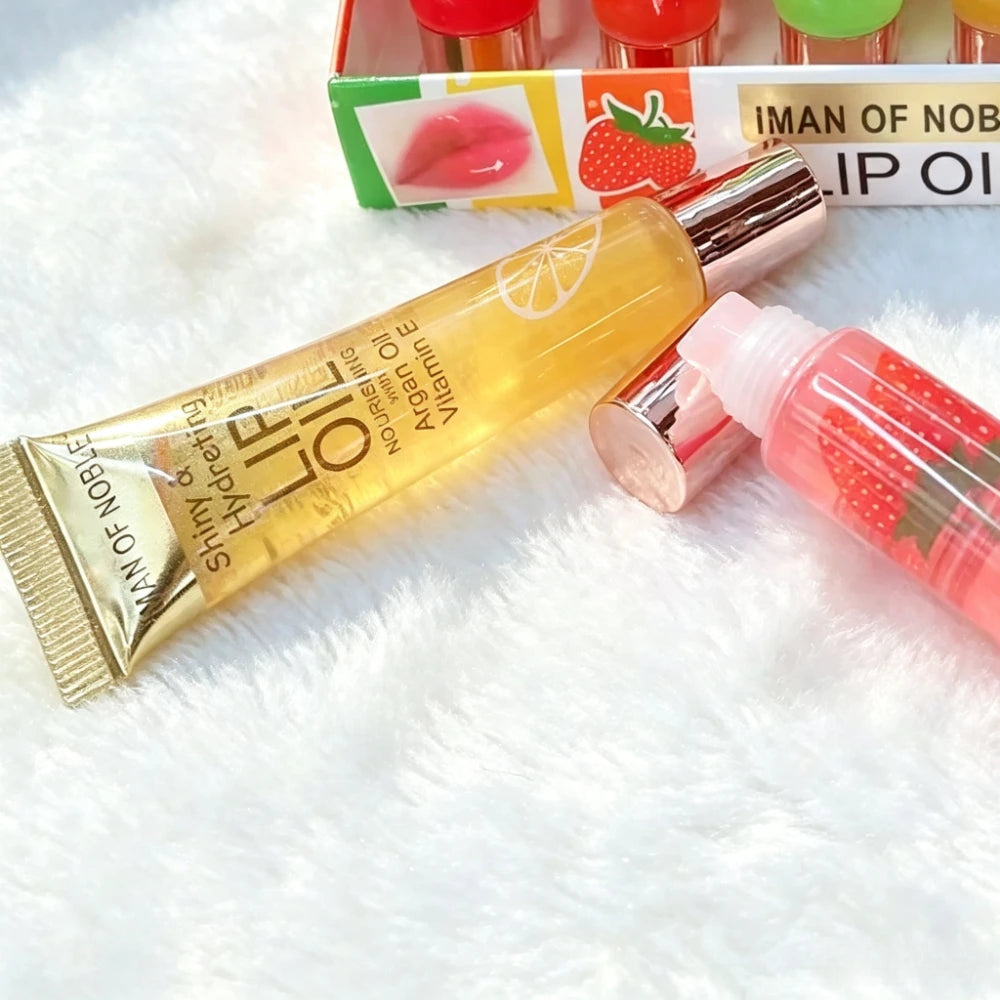 6Pcs Fruit Flavor Lip Oil Set - Moisturizing Plumping Lip Gloss
