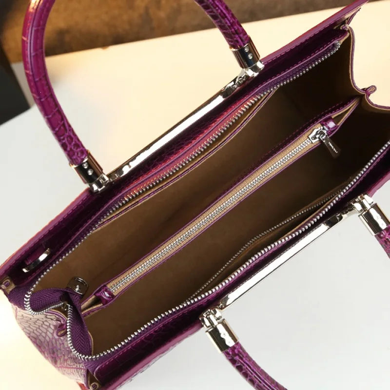 2026 New Ladies Large Tote Business Bag Luxury Leather Crocodile Pattern High Capacity Handbag Single Shoulder Bag for Women