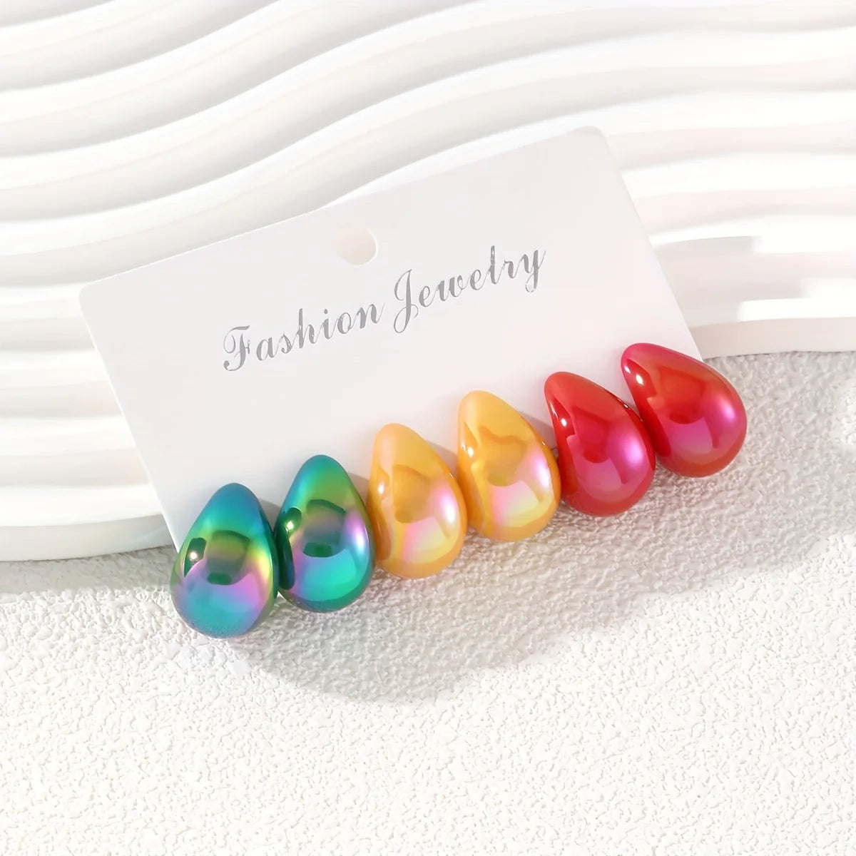 Minimalist Thick Water Drop Earrings Fashion Smooth Matte Surface CCB Stud Earrings Women's Daily Versatile Date Party Jewelry