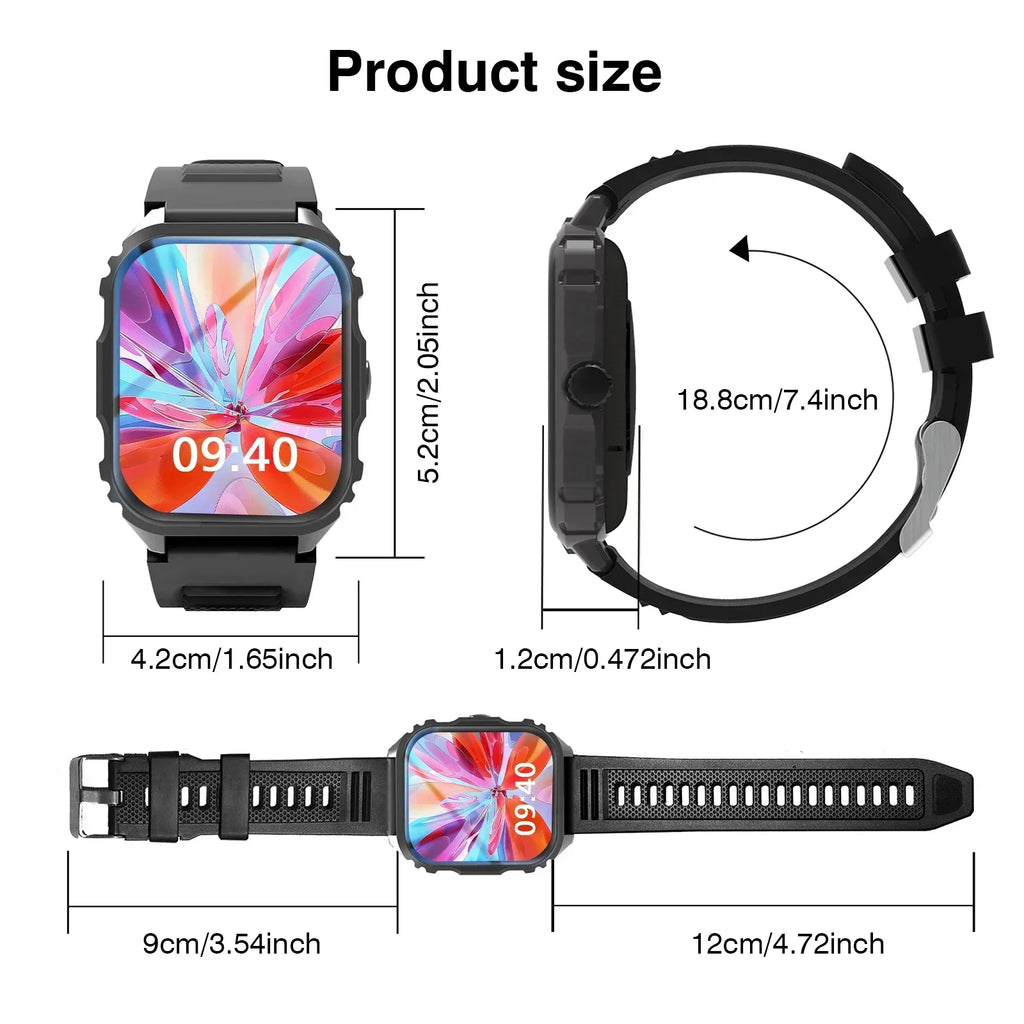 New Smart Watch 1.84 Inch HD Full Touch Screen Display Wireless Call,Answer Phone Watch,Multiple Sports Modes Outdoor Information Reminder Weather Display Music Control Photo Control, Suitable for Iphone & Android
