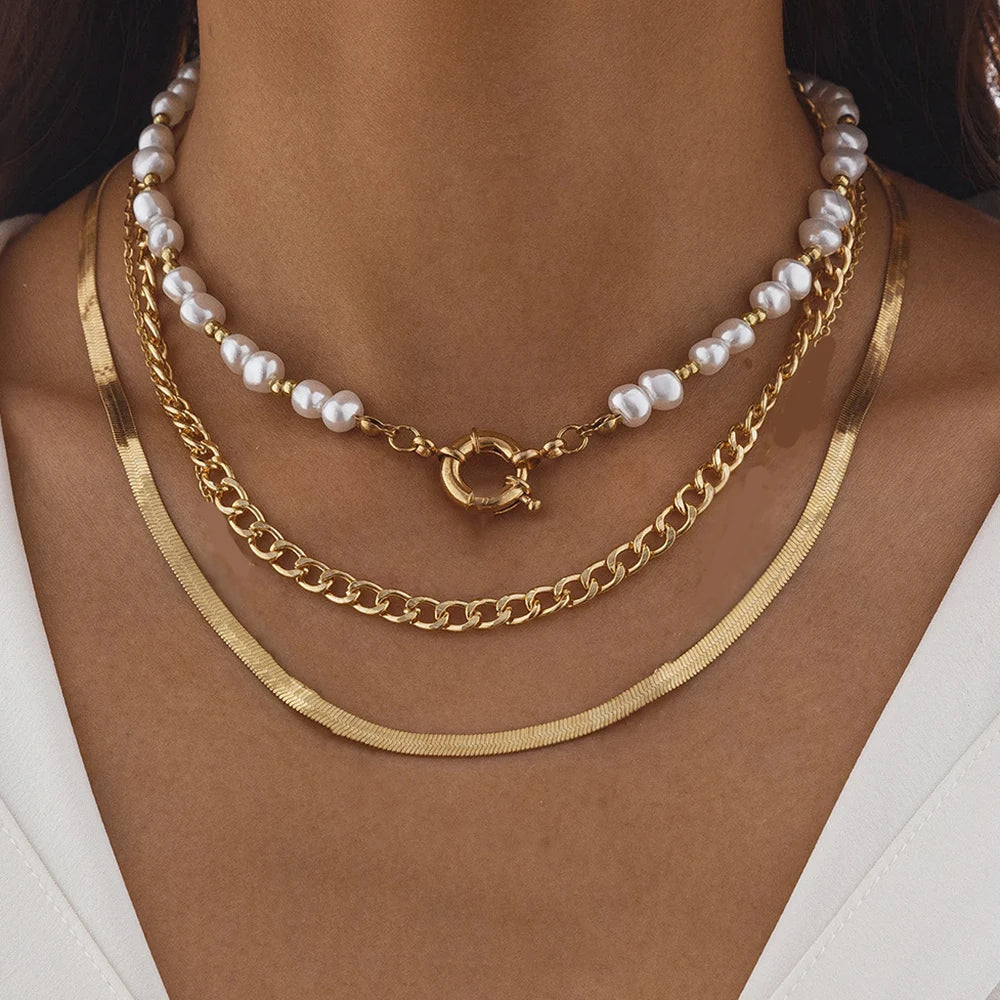 Pearl Multi Layer Necklace With Heart Pendant For Girls Elegant Irregular Pearl Choker Gift