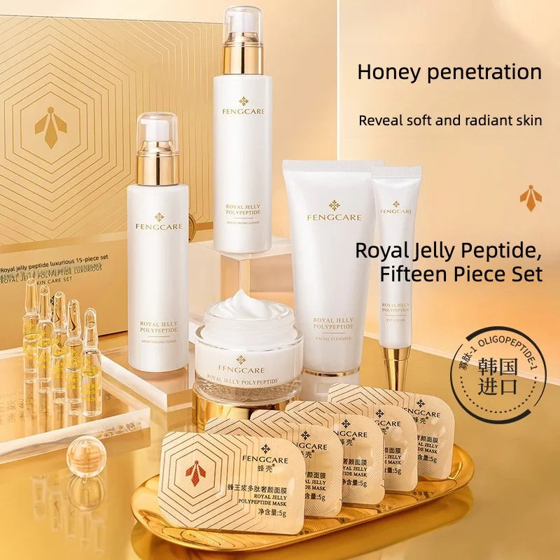 Royal Jelly Moisturizing and Anti-Wrinkle Set Reduces Fine Lines Repairs Skin Hydrates Brightens Anti-Aging Firming Skin care