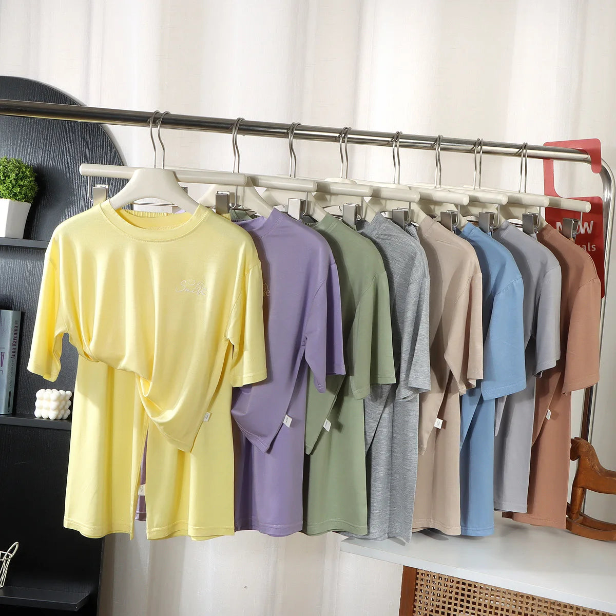 2PCS Children's Lyocell Thin Homewear Clothes Summer Kids Air Conditioning Mid-length Sleeve Tops+Long Pants Pajamas Set