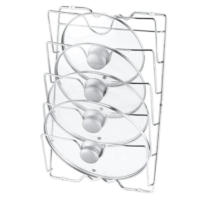 1 Ud. Accesorios de cocina Soporte de acero inoxidable para tapas de ollas Organizador de cocina Soporte para tapas de sartenes Rejilla para platos