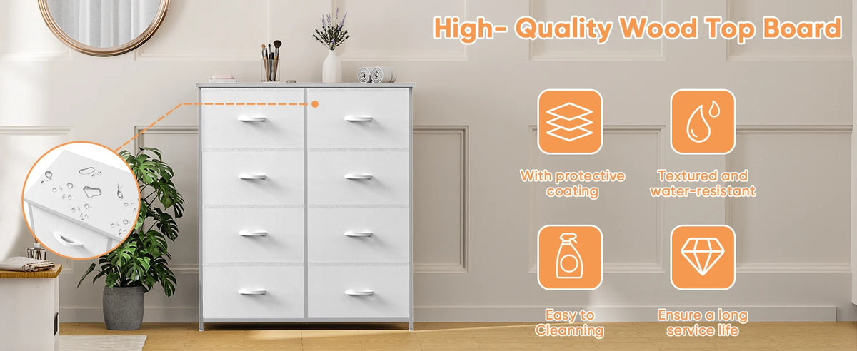 JHK Dresser Children's Wardrobe For Bedroom With 8 Fabric Drawers Storage Cabinet Steel Frame Assembly Closet For Home Furniture