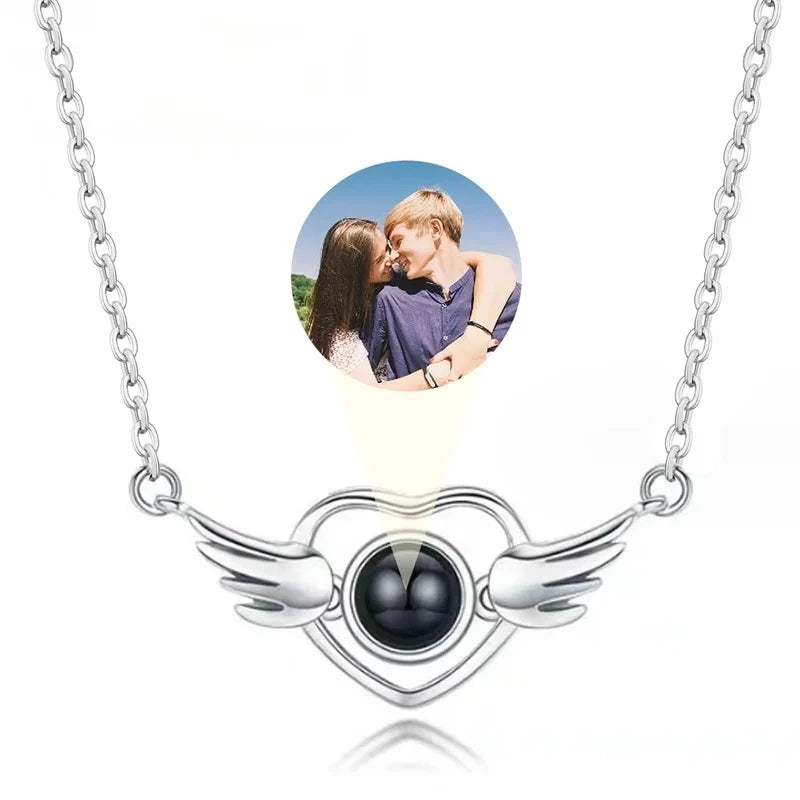 Custom Photo Projection Necklace With I Love You In 100 Languages Personalized Gift For Women
