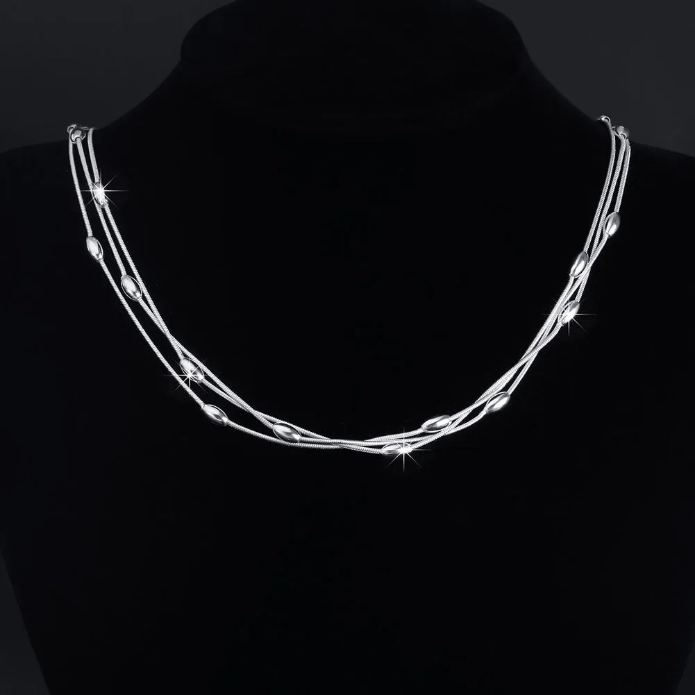 925 Sterling Silver Charms Beads Necklace For Women'S Luxury Fashion Wedding Accessories Jewelry Christmas Gifts