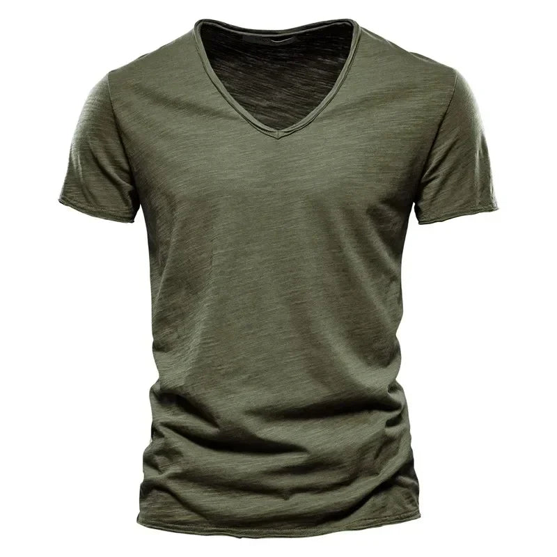Men's 100% Cotton V-Neck T-Shirt - Short Sleeve Casual Tee S-5XL