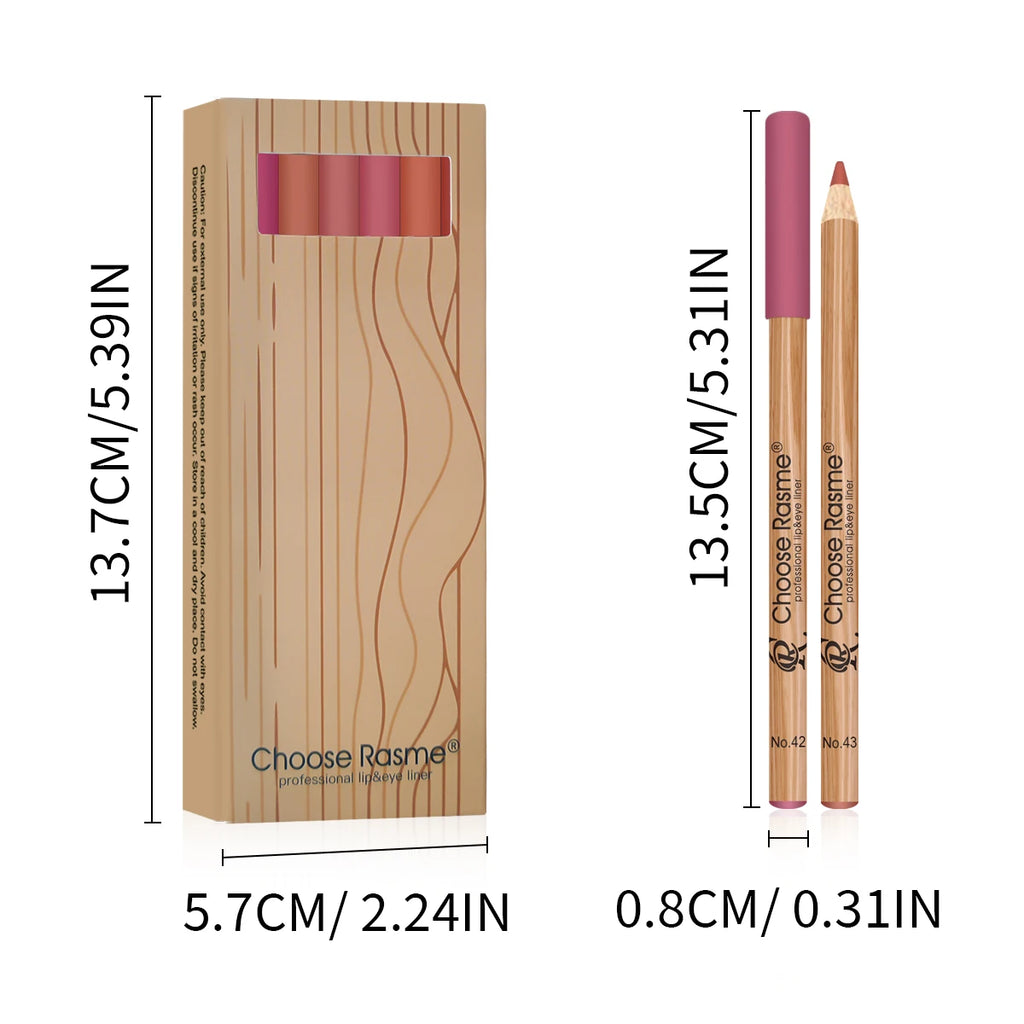 12 Matte Lip Liner Pencil Set Color Rendering Easy Makeup Waterproof Durable Lip Makeup Cosmetics Valentine's Day gift