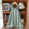 Summer New Three-Dimensional Flower Strap Dress for Girls High-Quality Wedding Birthday Princess Dress2-7Years Old