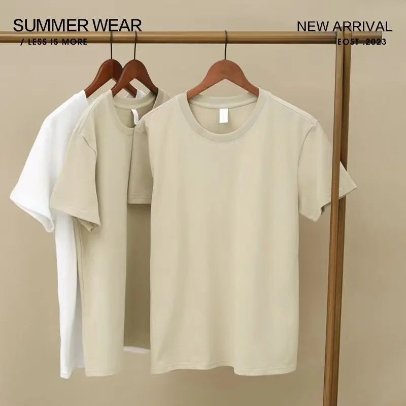 Unisex Short Sleeve T-Shirt - 100% Cotton Round Neck Loose Tee Purple