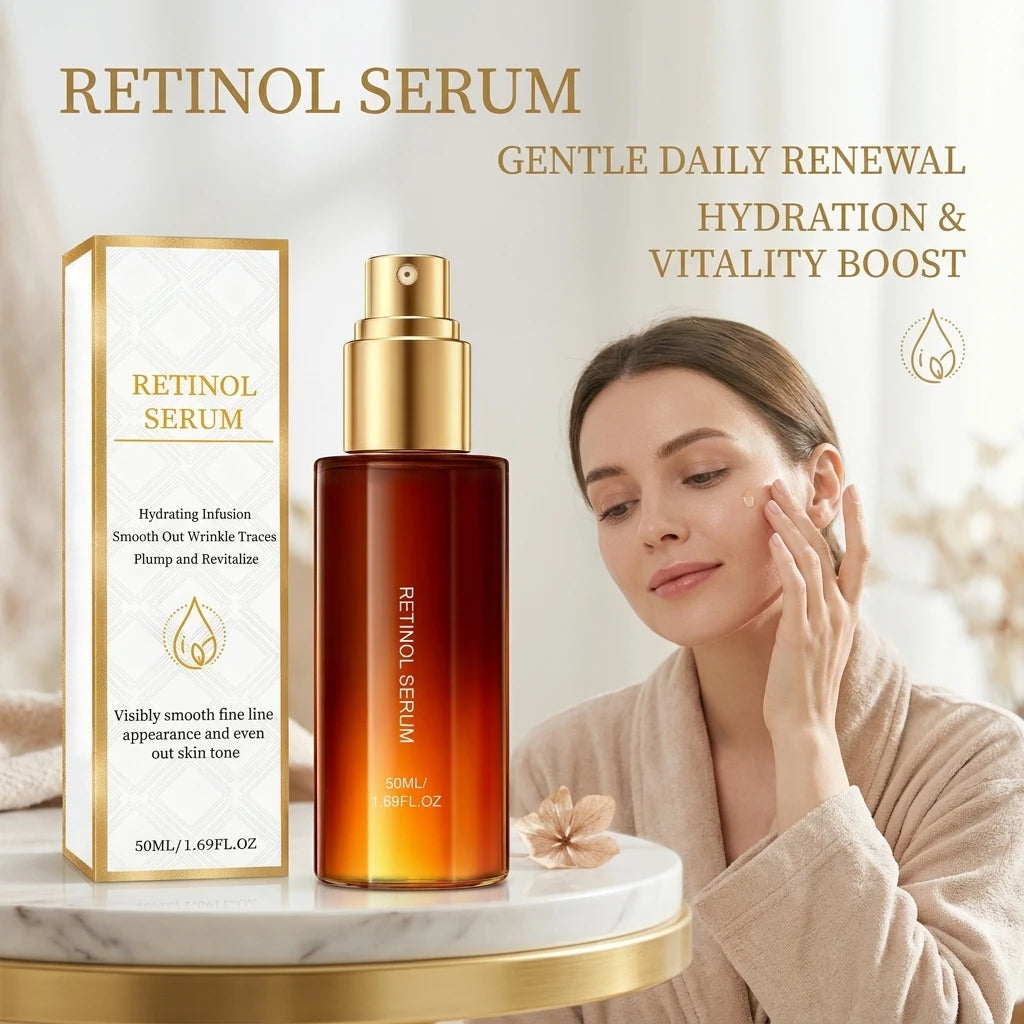Retinol Facial Serum Moisturizing Soothing Skin Shrink Pore Reduce Fine Line Fade Dark Spot Brightening Lightweight Face Essence