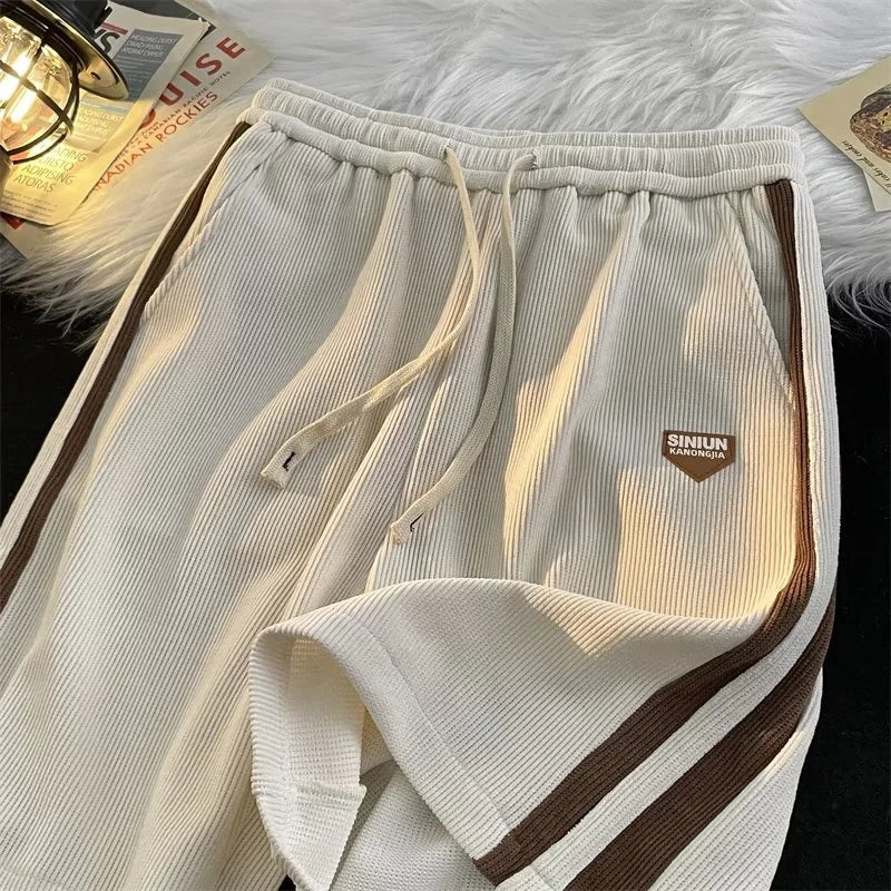 Mens Y2K Shorts Loose Straight Fit Retro American Gym Wear Striped Contrasting Color For Men