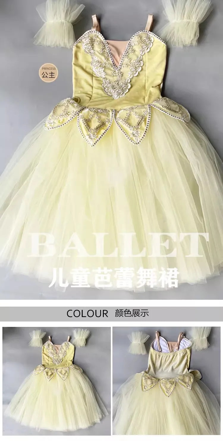 Professional Tutu Long Romantic Tutu Flower Suspender Ballet Swan Lake Ballet Ladies Children Girl Fairy Ballet Costume Women
