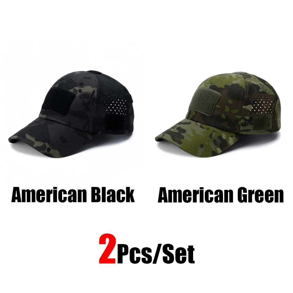 1/2Pcs New Men Camouflage Baseball Cap Breathable Sunscreen Hat Outdoor Sports Hunting Hiking Camping Beach Fishing Sun Hat