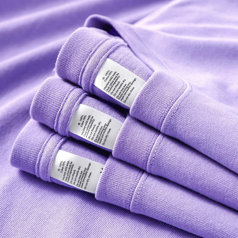 Summer Men's and Women's Purple Short Sleeve T-Shirt, 100% Cotton Round Neck Loose Unisex Tee, Breathable and Comfortable