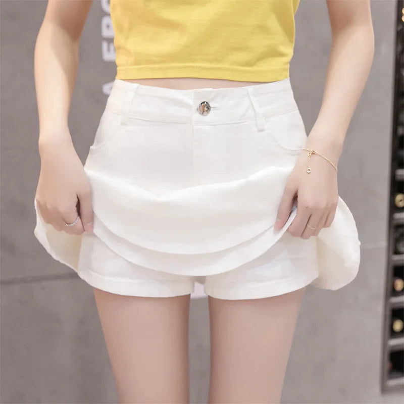 Vintage Denim Mini Skirts Women Summer Sexy Solid Colour Ball Gown Skirts Jeans Female Casual Pocket Slim A-line Mini Skirts