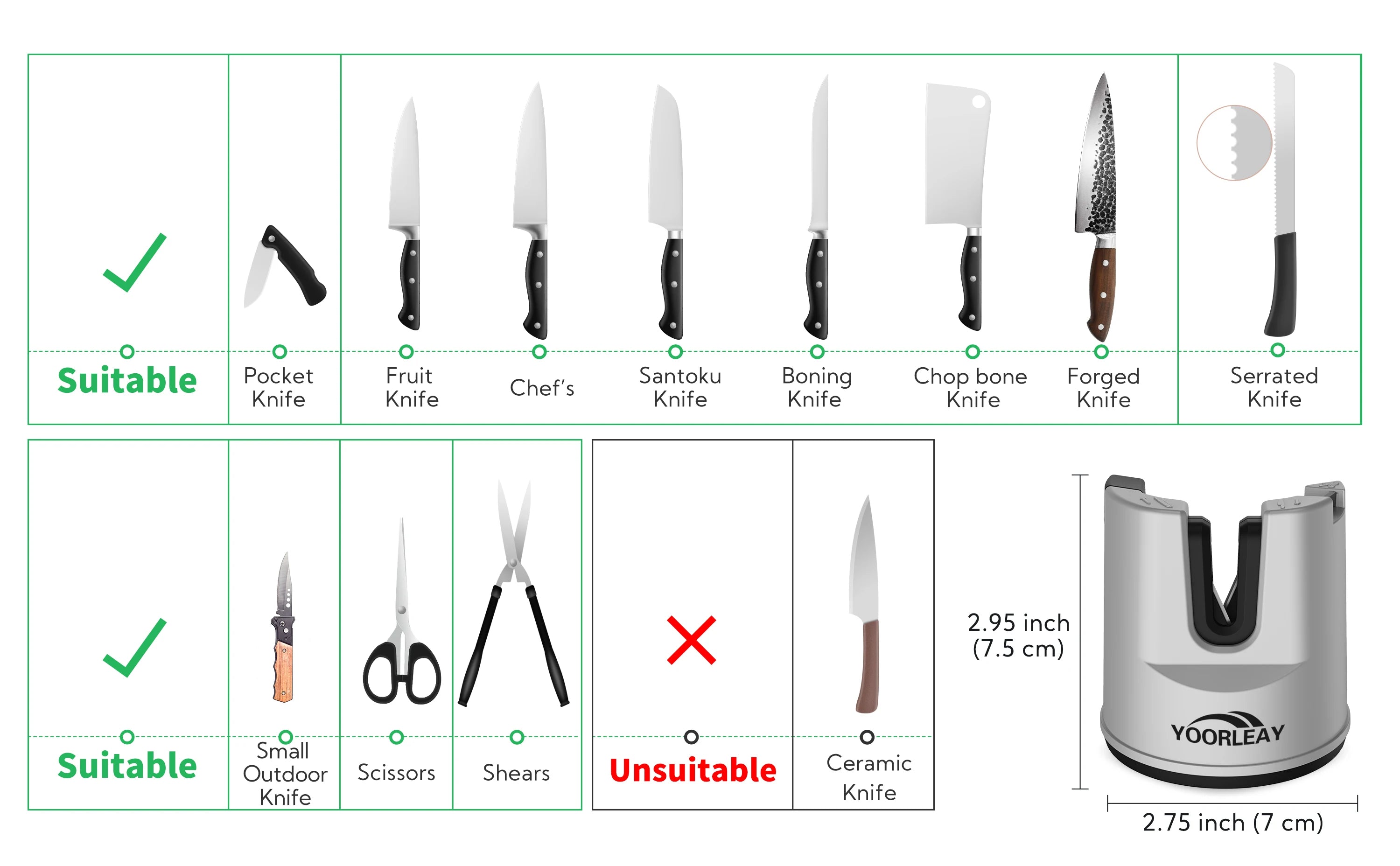 Afilador de Cuchillos de Cocina, Herramienta Multifunción de Afilado de Cuchillos con Ventosa Fija para Cuchillos Rectos y Dentados, Tijeras