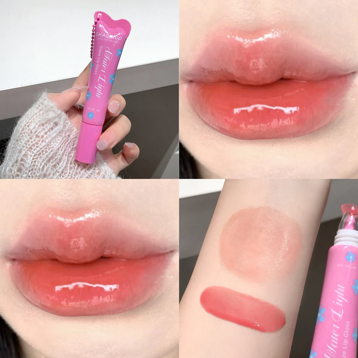 SHAQINUO Glittering Mirror Lip Gloss, Hydrating Shimmer Lip Glaze