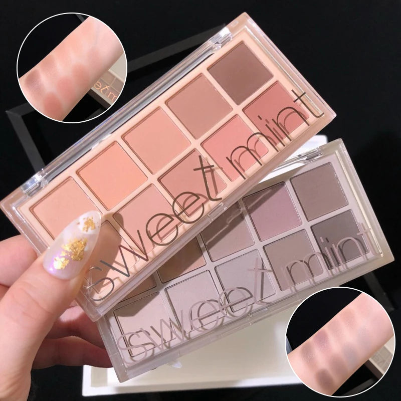 10 Color Eyeshadow Palette Matte Pearl Fine Shining Pumpkin Tea Milk Earth Color Eye Shadow Tray Makeup Pigment Korean Cosmetics