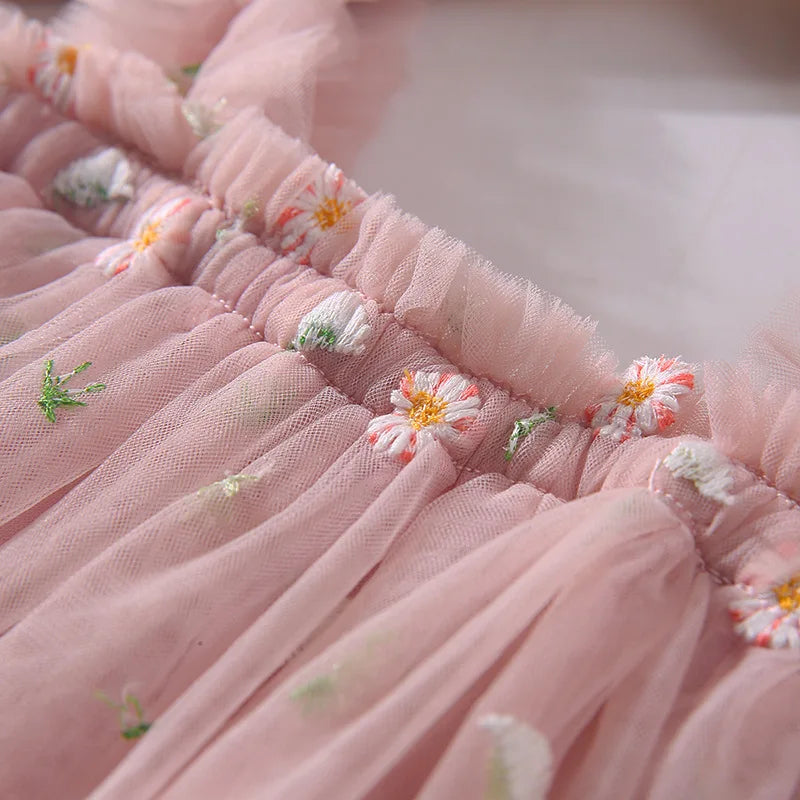 Girls' Summer Dress New Style Children's Baby Girl Fashionable Summer Thin Strap Princess Mesh Dress