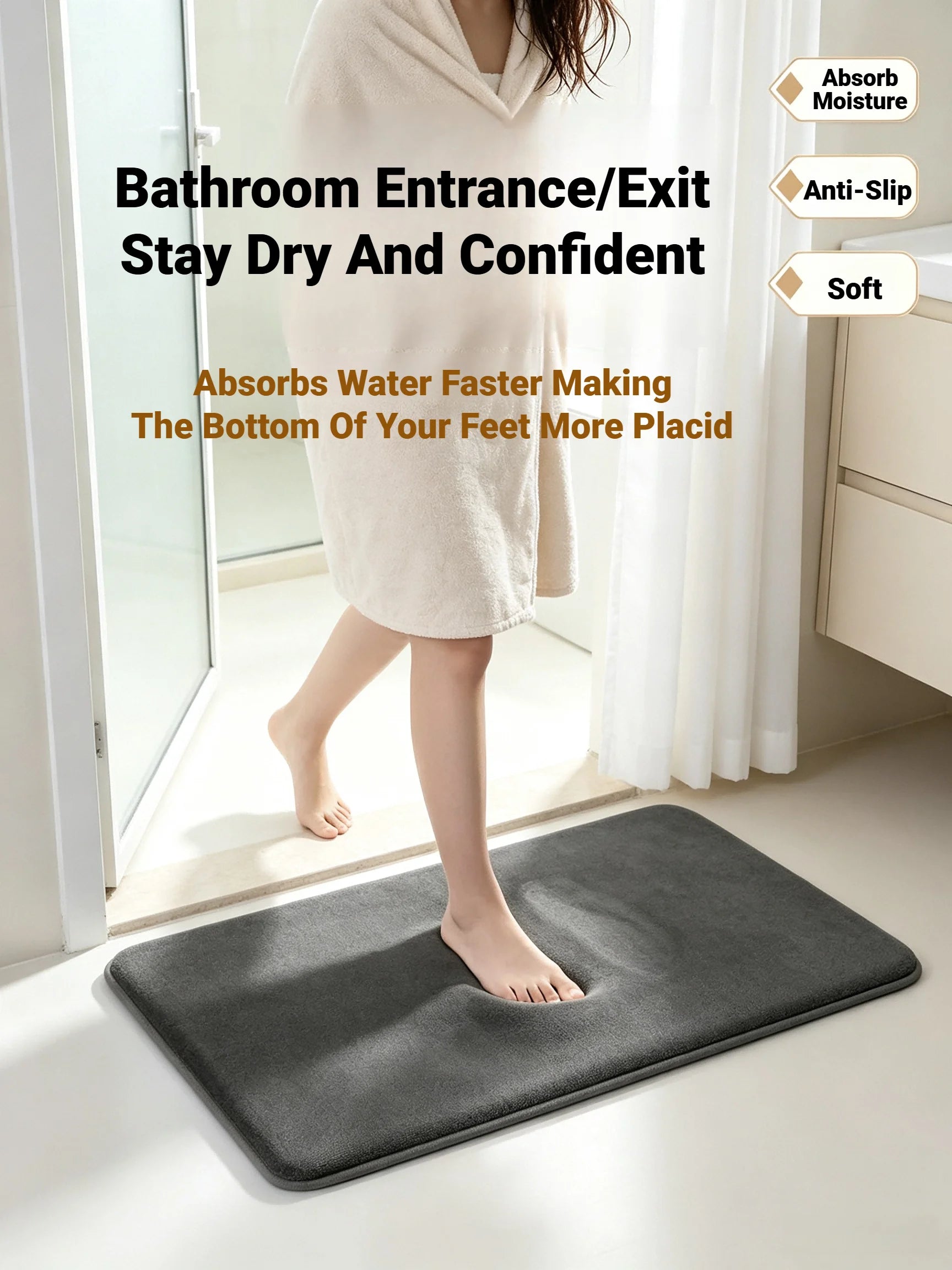 Super Absorbent Coral Velvet Non Slip Bath Floor Door Mat For Bathroom Household Home Decoration