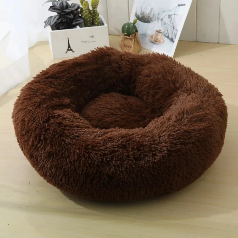 Round Cat Beds House Soft Long Plush Bed For Dogs Basket Pet Products Cushion Cat Bed Cat Mat Sleeping Sofa, Suitable For Winter