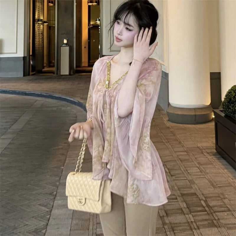 2025 New Gentle to The Bone Soft and Boneless With a Koreanst Style Heiress's Early Morning Breeze and Cool Fairy Aura Top Women