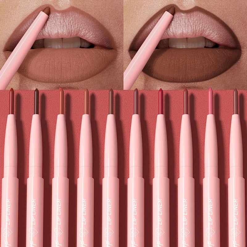 12 Colors Matte Red Brown Lipliner Pencil Waterproof Non-stick Cup Slim Lipstick Make Up Nude Pink Lip Liner Outline Lip Contour