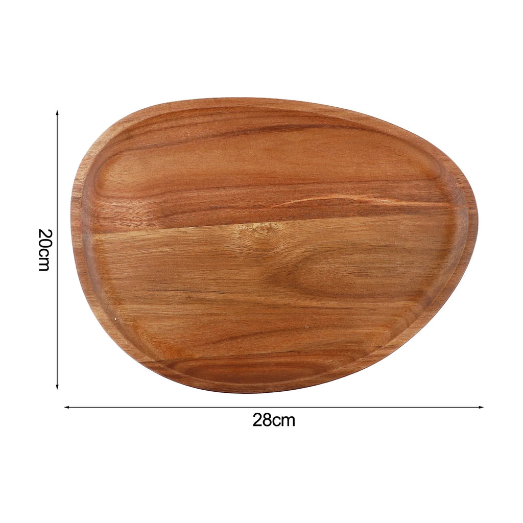 Wood Dinner Plates Irregular Oval Serving Tray Fruit Dishes Dry Fruit Sushi Tea Tray Bread Wooden Plate Home Decoration