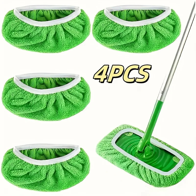 4 Reusable Microfiber Mop Pads - High Absorption Polyester