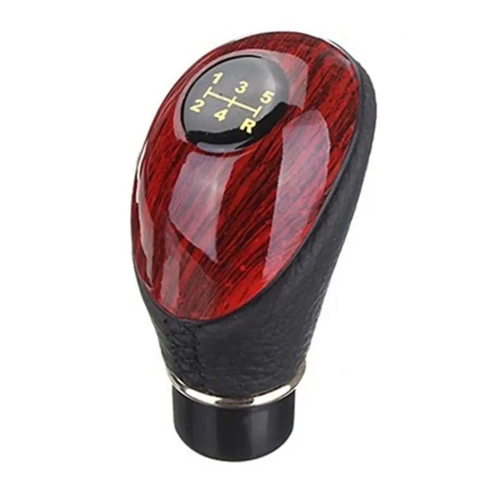 5-Speed Manual Gear Shift Knob - Wood and Faux Leather Universal