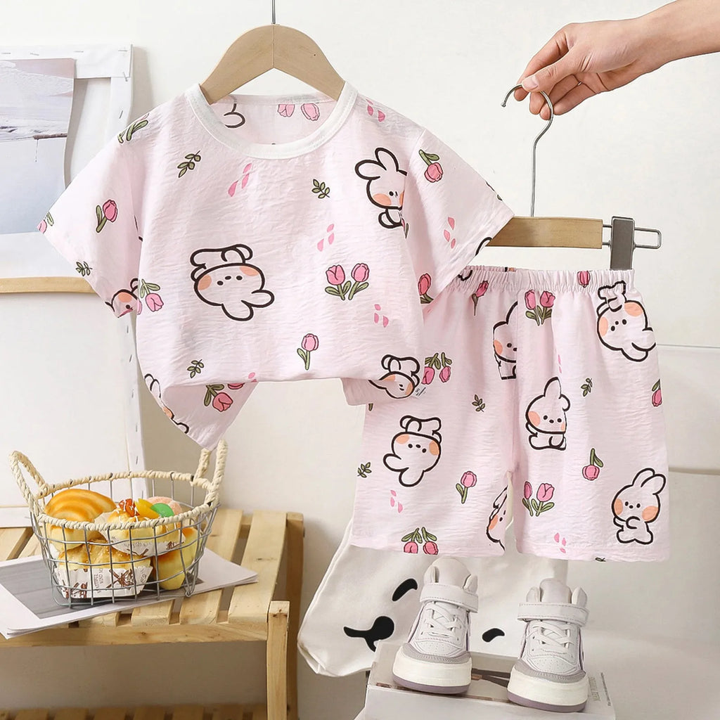Baby Boy Set Summer Boys Short Sleeved Shorts Loose Stylish Two Piece Suits Girls Short Sleeved Suits Home Clothes 한국 아동복 2025