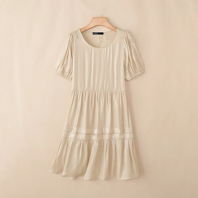Fashion Summer Sundress ZANZEA Women Casual Short Sleeve O Neck Dresses 2026 Eleagnt Solid OL Work Dress Holiday Pleated Vestido