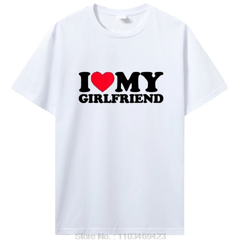 I Love My Girlfriend T Shirt I Heart My-Girlfriend Tshirt Gf T-Shirt Boyfriends Gifts Valentine'S Day Costume Graphic Tee Tops