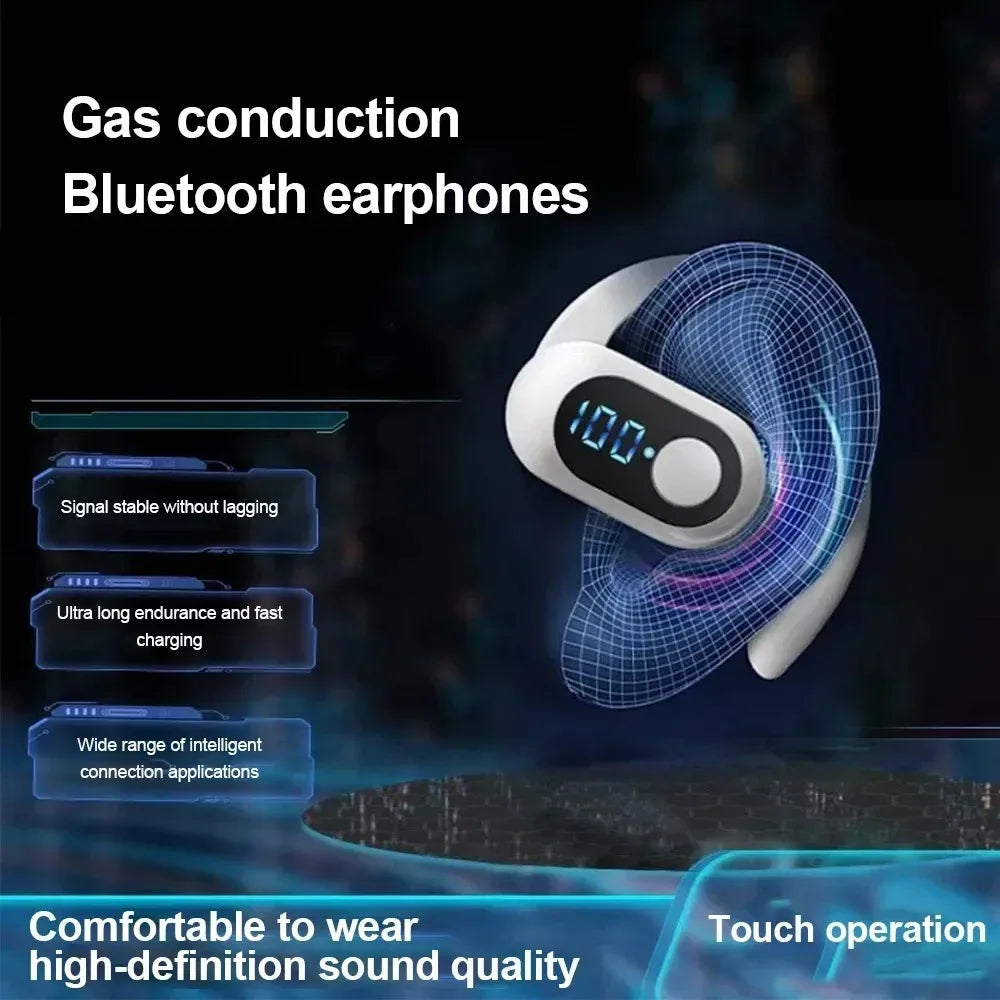 Bluetooth 5.3 Headphone Ear Hook Wireless Earphone LED Display HD Calling Mic Surround Sound Earbud HiFi Stereo Gaming Headset