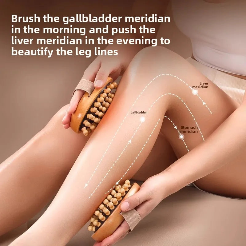 Home massage comb, beech wood meridian brush, universal for the whole body to clear meridians, abdominal and leg massage device